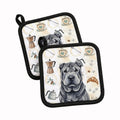 Black Shar Pei Coffee Bar Pot Holder Set of 2 Heat Resistant Quilted Hot Pads 7.5 x 7.5 Inch, Insulated Kitchen Trivets for Cooking & Baking