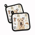 Shar Pei Coffee Bar Pot Holder Set of 2 Heat Resistant Quilted Hot Pads 7.5 x 7.5 Inch, Insulated Kitchen Trivets for Cooking & Baking