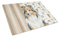 Sable Sheltie Coffee Bar Cutting Board Tempered Glass Kitchen Cutting Surface, Heat Resistant Chopping, Non-Slip Feet, Food Prep & Serving