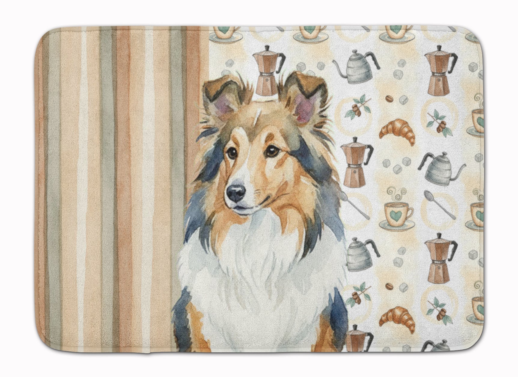 Sable Sheltie Coffee Bar Memory Foam Kitchen Mat Machine Washable Anti-Fatigue Cushion Comfort Bath or Kitchen Rug