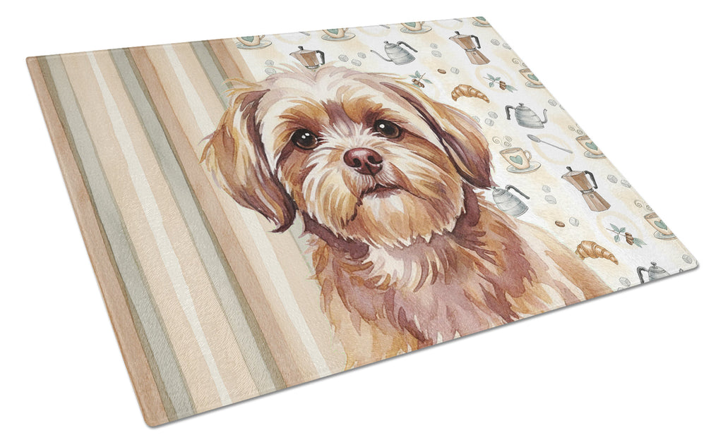 Liver Shih Tzu Coffee Bar Cutting Board Tempered Glass Kitchen Cutting Surface, Heat Resistant Chopping, Non-Slip Feet, Food Prep & Serving