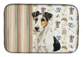 Smooth Fox Terrier Coffee Bar Dish Drying Mat Absorbent Dish Drying Mat Pad for Kitchen Counter Dish Drainer Mat for Countertop, 14 x 21", Multicolor
