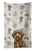 Spanish Water Dog Coffee Bar Kitchen Towel Velour Plush Front and Cotton Loop Back Machine Washable