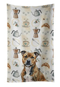 Brindle Staffordshire Bull Terrier Coffee Bar Kitchen Towel Velour Plush Front and Cotton Loop Back Machine Washable