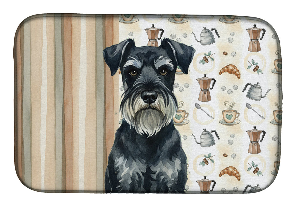 Standard Schnauzer Coffee Bar Dish Drying Mat Absorbent Dish Drying Mat Pad for Kitchen Counter Dish Drainer Mat for Countertop, 14 x 21", Multicolor