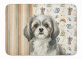 Grey and White Tibetan Spaniel Coffee Bar Memory Foam Kitchen Mat Machine Washable Anti-Fatigue Cushion Comfort Bath or Kitchen Rug