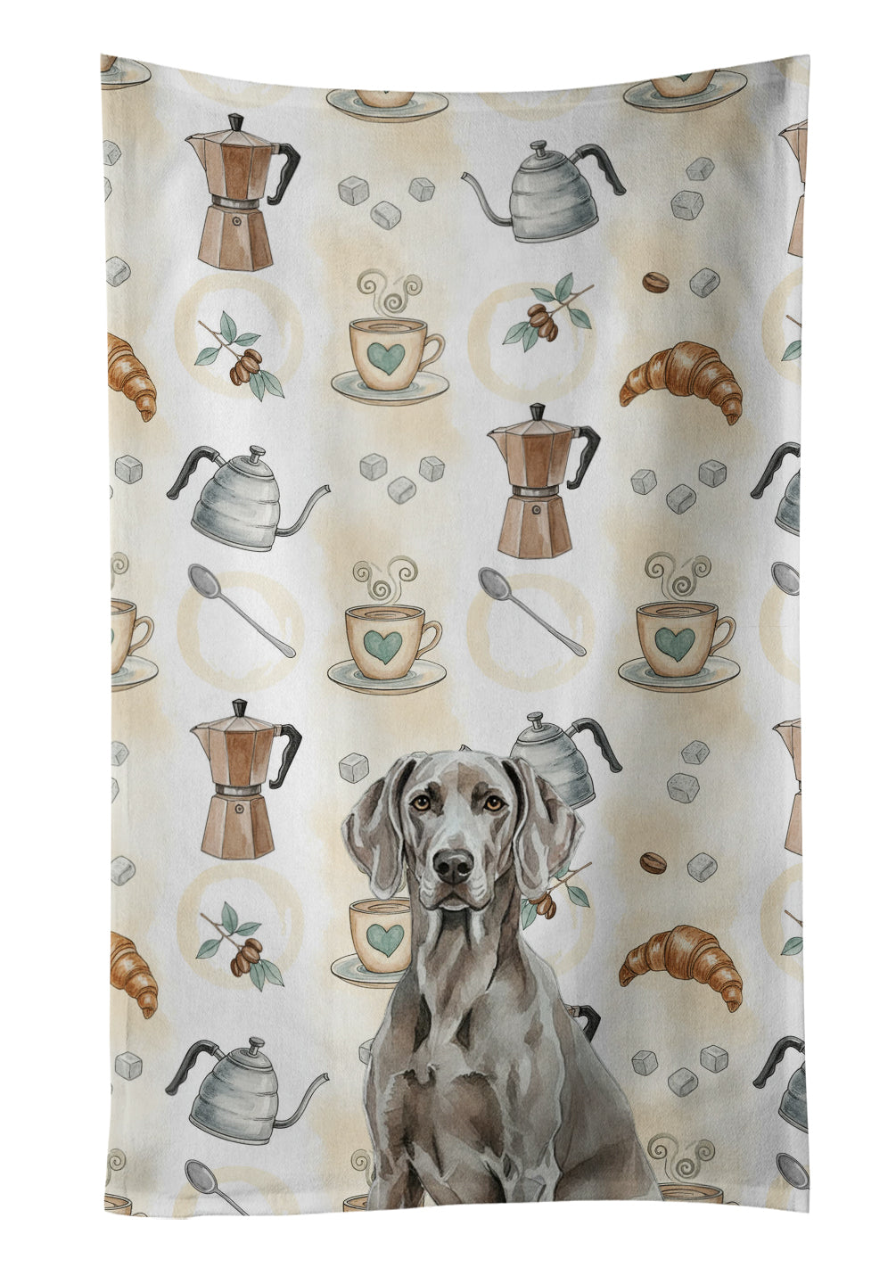 Weimaraner Coffee Bar Kitchen Towel Velour Plush Front and Cotton Loop Back Machine Washable