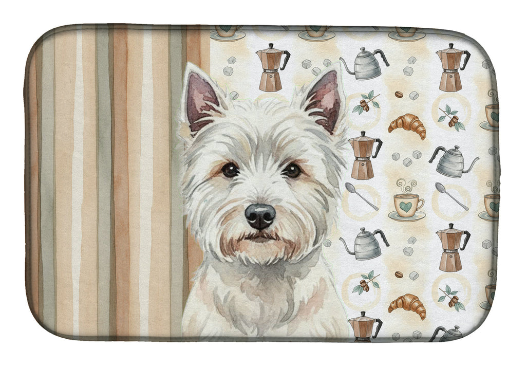 Westie Coffee Bar Dish Drying Mat Absorbent Dish Drying Mat Pad for Kitchen Counter Dish Drainer Mat for Countertop, 14 x 21", Multicolor