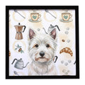 Westie Coffee Bar Framed Metal Print Bathroom, Kitchen, Office, Home Decor Wall Art Ready to Hang, Square, 8X8