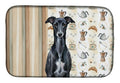 Black Whippet Coffee Bar Dish Drying Mat Absorbent Dish Drying Mat Pad for Kitchen Counter Dish Drainer Mat for Countertop, 14 x 21", Multicolor