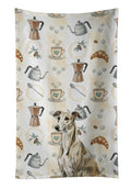 Brindle Whippet Coffee Bar Kitchen Towel Velour Plush Front and Cotton Loop Back Machine Washable