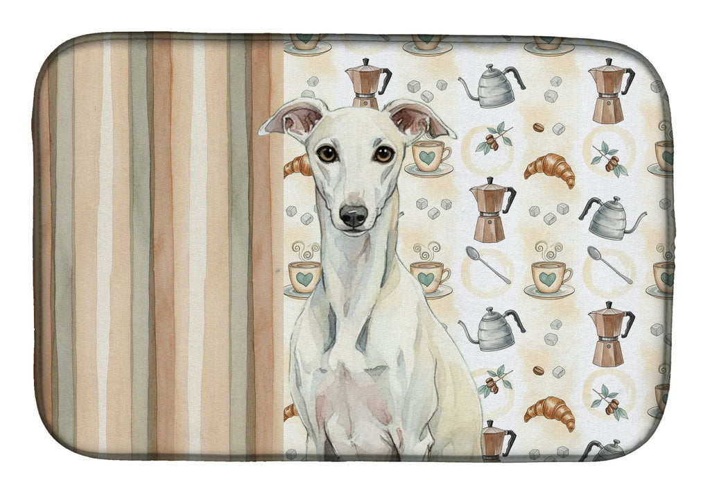 White Whippet Coffee Bar Dish Drying Mat Absorbent Dish Drying Mat Pad for Kitchen Counter Dish Drainer Mat for Countertop, 14 x 21", Multicolor