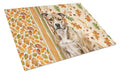 Brindle American Staffordshire Terrier Heirloom Fall Cutting Board Tempered Glass Kitchen Cutting Surface, Heat Resistant Chopping, Non-Slip Feet, Food Prep & Serving