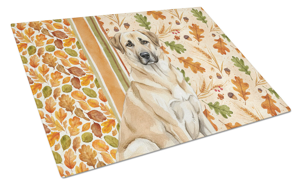 Anatolian Shepherd Dog Heirloom Fall Cutting Board Tempered Glass Kitchen Cutting Surface, Heat Resistant Chopping, Non-Slip Feet, Food Prep & Serving