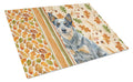 Blue Heeler Australian Cattle Dog Heirloom Fall Cutting Board Tempered Glass Kitchen Cutting Surface, Heat Resistant Chopping, Non-Slip Feet, Food Prep & Serving