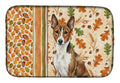 Brindle and White Basenji Heirloom Fall Dish Drying Mat Absorbent Dish Drying Mat Pad for Kitchen Counter Dish Drainer Mat for Countertop, 14 x 21", Multicolor