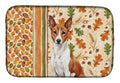 Red and White Basenji Heirloom Fall Dish Drying Mat Absorbent Dish Drying Mat Pad for Kitchen Counter Dish Drainer Mat for Countertop, 14 x 21", Multicolor
