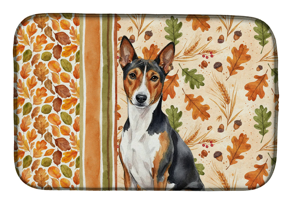 Tricolor and White Basenji Heirloom Fall Dish Drying Mat Absorbent Dish Drying Mat Pad for Kitchen Counter Dish Drainer Mat for Countertop, 14 x 21", Multicolor
