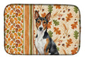 Tricolor and White Basenji Heirloom Fall Dish Drying Mat Absorbent Dish Drying Mat Pad for Kitchen Counter Dish Drainer Mat for Countertop, 14 x 21", Multicolor