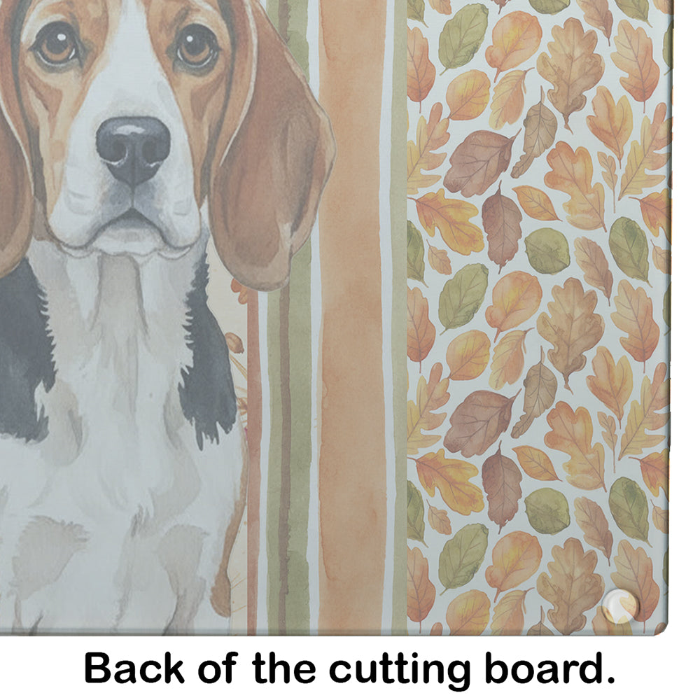 Beagle Heirloom Fall Cutting Board Tempered Glass Kitchen Cutting Surface, Heat Resistant Chopping, Non-Slip Feet, Food Prep & Serving