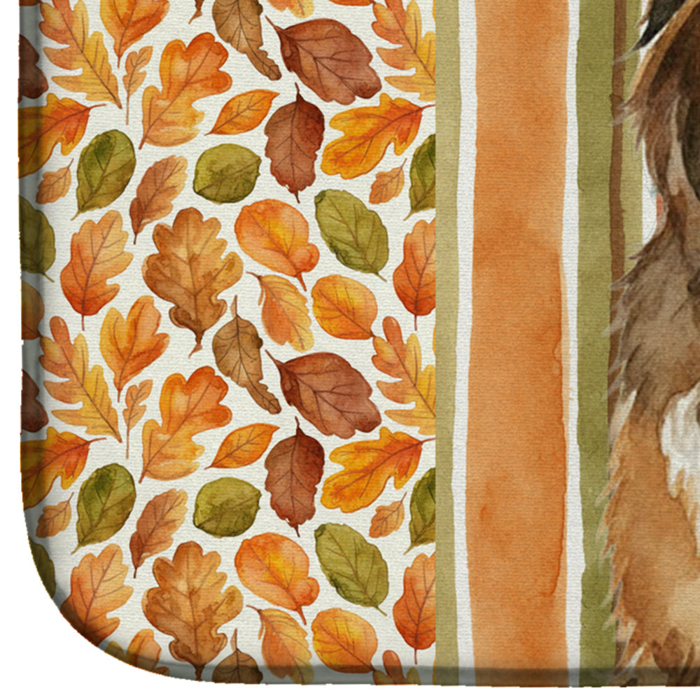 Brown Bearded Collie Heirloom Fall Dish Drying Mat Absorbent Dish Drying Mat Pad for Kitchen Counter Dish Drainer Mat for Countertop, 14 x 21", Multicolor