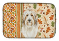 White and Tan Bearded Collie Heirloom Fall Dish Drying Mat Absorbent Dish Drying Mat Pad for Kitchen Counter Dish Drainer Mat for Countertop, 14 x 21", Multicolor