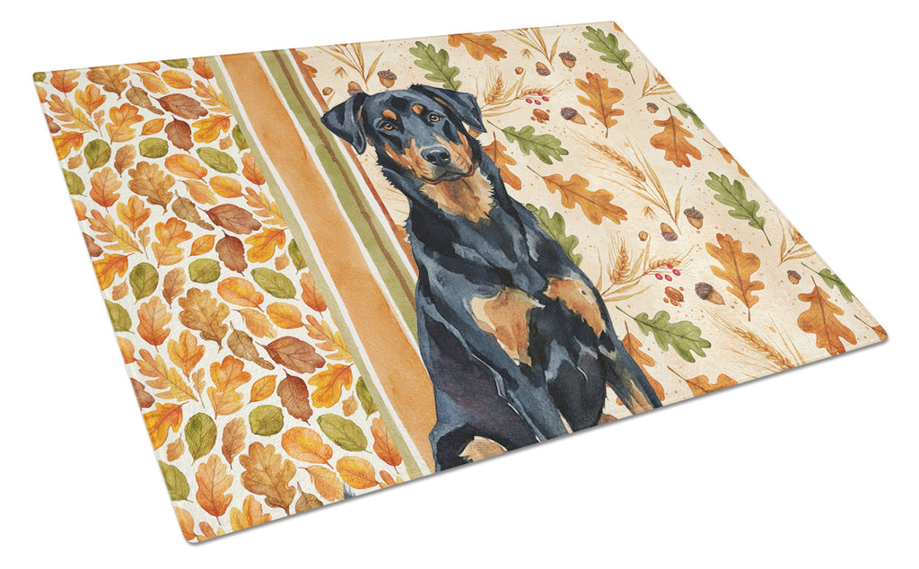 Beauceron Heirloom Fall Cutting Board Tempered Glass Kitchen Cutting Surface, Heat Resistant Chopping, Non-Slip Feet, Food Prep & Serving