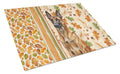 Mahogany Belgian Malinois Heirloom Fall Cutting Board Tempered Glass Kitchen Cutting Surface, Heat Resistant Chopping, Non-Slip Feet, Food Prep & Serving