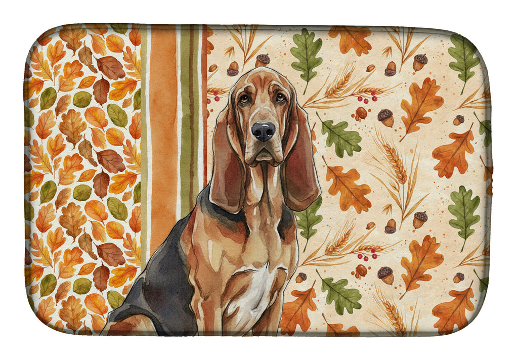 Liver and Tan Bloodhound Heirloom Fall Dish Drying Mat Absorbent Dish Drying Mat Pad for Kitchen Counter Dish Drainer Mat for Countertop, 14 x 21", Multicolor