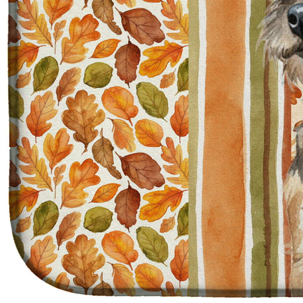 Grizzle and Tan Border Terrier Heirloom Fall Dish Drying Mat Absorbent Dish Drying Mat Pad for Kitchen Counter Dish Drainer Mat for Countertop, 14 x 21", Multicolor