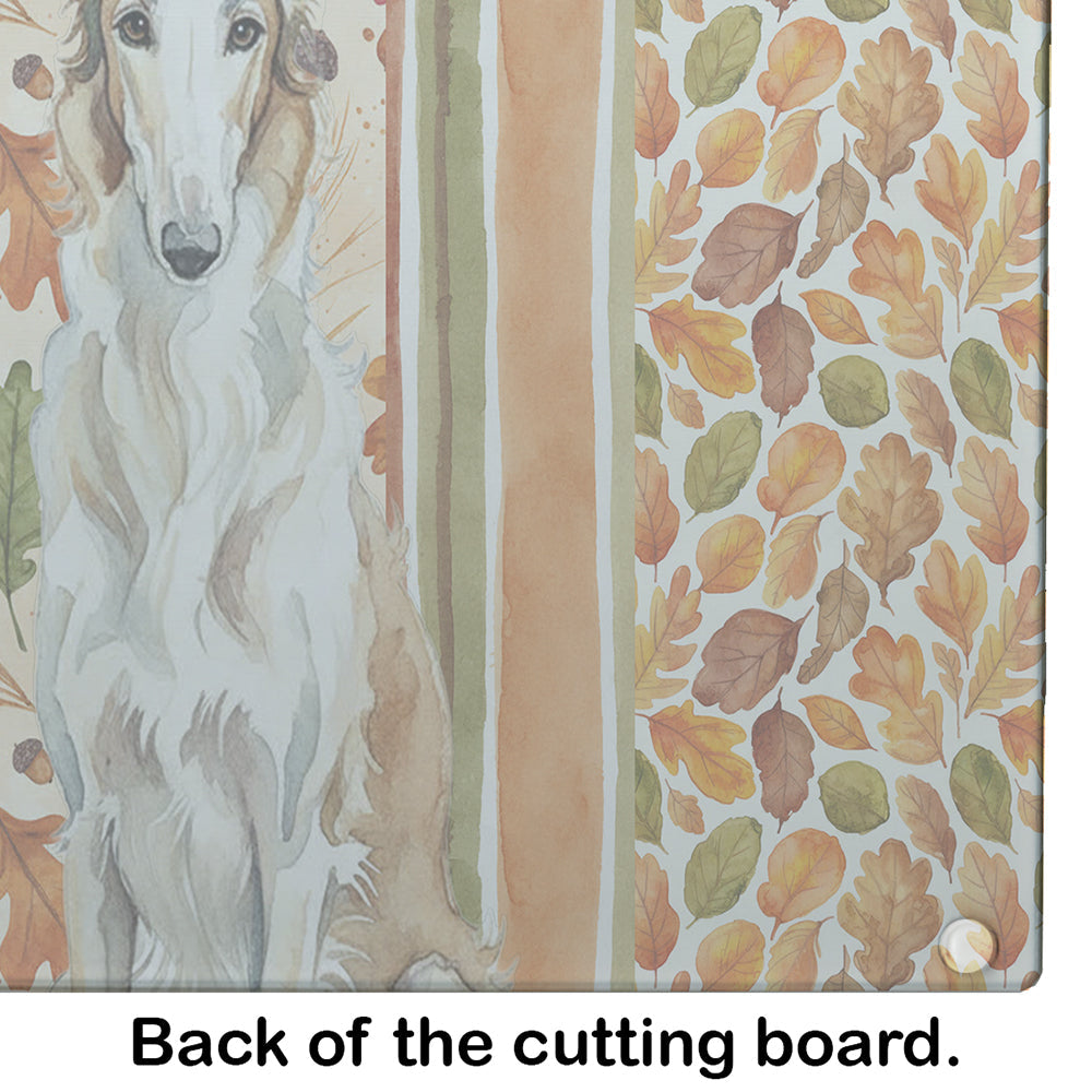 Borzoi Heirloom Fall Cutting Board Tempered Glass Kitchen Cutting Surface, Heat Resistant Chopping, Non-Slip Feet, Food Prep & Serving