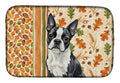 Boston Terrier Heirloom Fall Dish Drying Mat Absorbent Dish Drying Mat Pad for Kitchen Counter Dish Drainer Mat for Countertop, 14 x 21", Multicolor