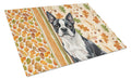 Boston Terrier Heirloom Fall Cutting Board Tempered Glass Kitchen Cutting Surface, Heat Resistant Chopping, Non-Slip Feet, Food Prep & Serving