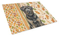Brindle Bouvier des Flandres Heirloom Fall Cutting Board Tempered Glass Kitchen Cutting Surface, Heat Resistant Chopping, Non-Slip Feet, Food Prep & Serving