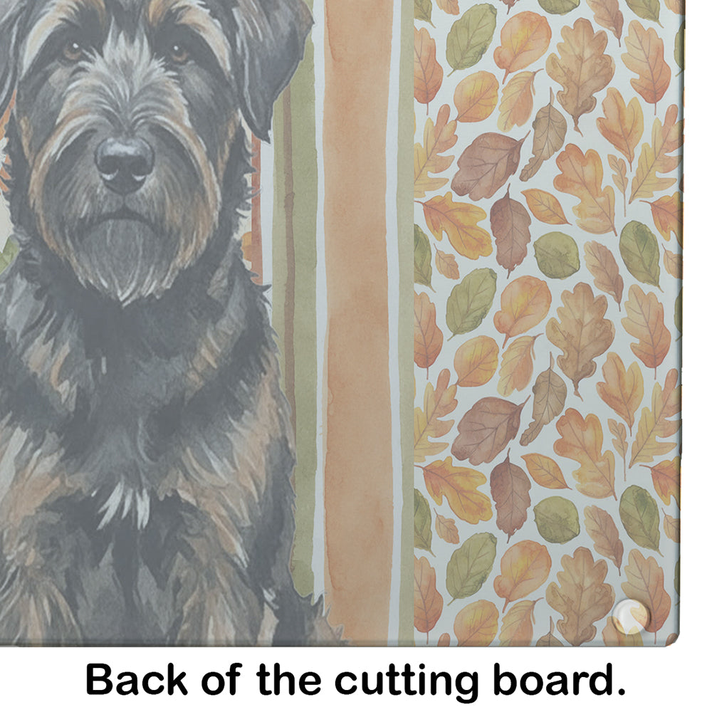 Brindle Bouvier des Flandres Heirloom Fall Cutting Board Tempered Glass Kitchen Cutting Surface, Heat Resistant Chopping, Non-Slip Feet, Food Prep & Serving
