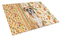 Boxer Heirloom Fall Cutting Board Tempered Glass Kitchen Cutting Surface, Heat Resistant Chopping, Non-Slip Feet, Food Prep & Serving