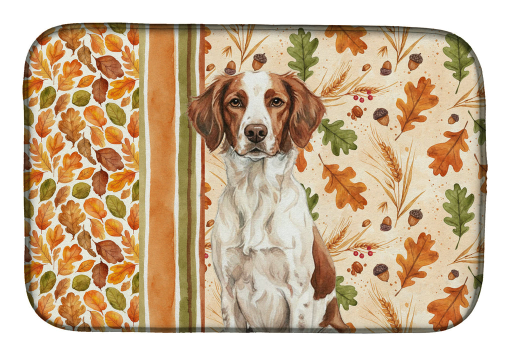Liver and White Brittany Heirloom Fall Dish Drying Mat Absorbent Dish Drying Mat Pad for Kitchen Counter Dish Drainer Mat for Countertop, 14 x 21", Multicolor