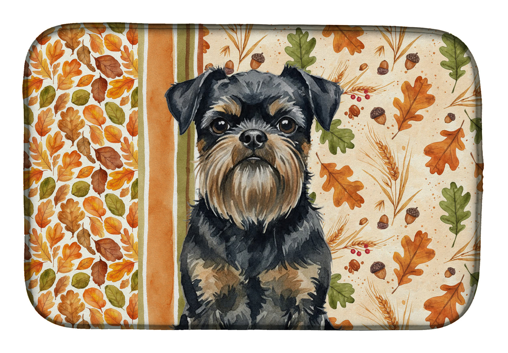 Black and Tan Brussels Griffon Heirloom Fall Dish Drying Mat Absorbent Dish Drying Mat Pad for Kitchen Counter Dish Drainer Mat for Countertop, 14 x 21", Multicolor
