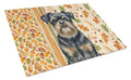 Black and Tan Brussels Griffon Heirloom Fall Cutting Board Tempered Glass Kitchen Cutting Surface, Heat Resistant Chopping, Non-Slip Feet, Food Prep & Serving