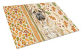 Bullmastiff Heirloom Fall Cutting Board Tempered Glass Kitchen Cutting Surface, Heat Resistant Chopping, Non-Slip Feet, Food Prep & Serving