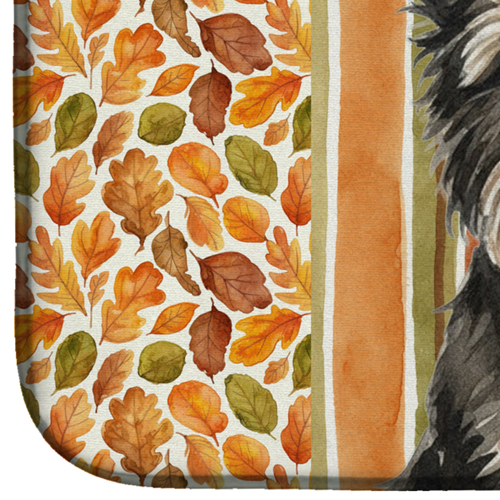 Black Cairn Terrier Heirloom Fall Dish Drying Mat Absorbent Dish Drying Mat Pad for Kitchen Counter Dish Drainer Mat for Countertop, 14 x 21", Multicolor