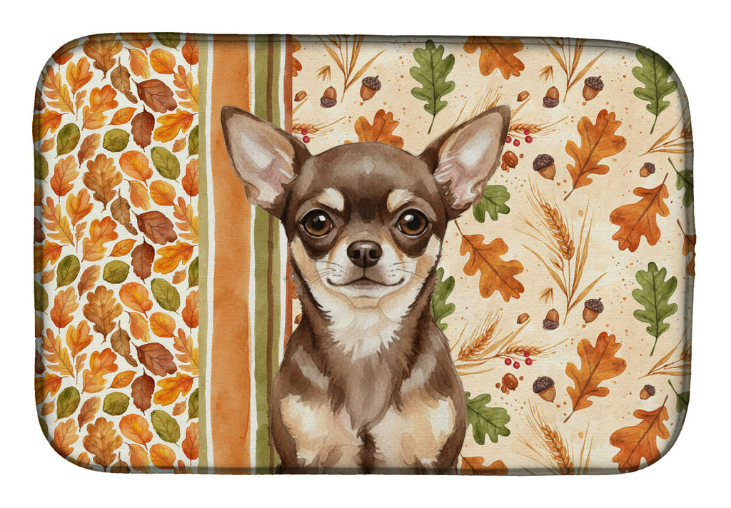 Chocolate Chihuahua Heirloom Fall Dish Drying Mat Absorbent Dish Drying Mat Pad for Kitchen Counter Dish Drainer Mat for Countertop, 14 x 21", Multicolor