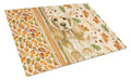Buff Cocker Spaniel Heirloom Fall Cutting Board Tempered Glass Kitchen Cutting Surface, Heat Resistant Chopping, Non-Slip Feet, Food Prep & Serving