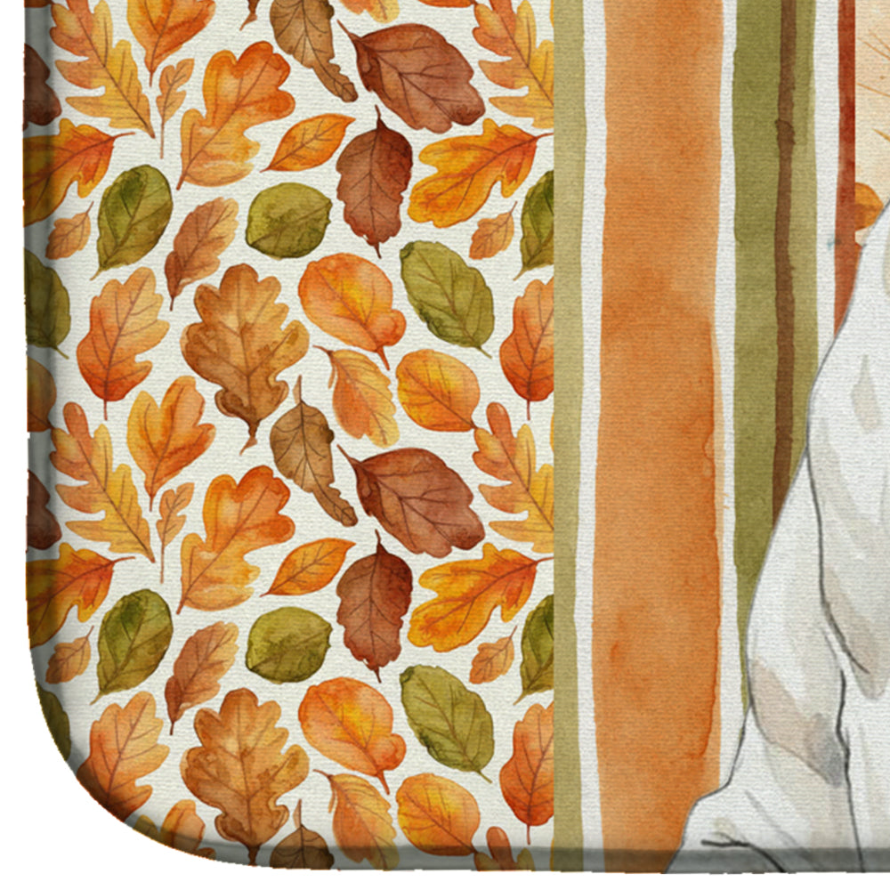Dogo Argentino Heirloom Fall Dish Drying Mat Absorbent Dish Drying Mat Pad for Kitchen Counter Dish Drainer Mat for Countertop, 14 x 21", Multicolor