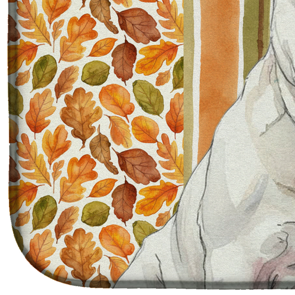 White English Bulldog Heirloom Fall Dish Drying Mat Absorbent Dish Drying Mat Pad for Kitchen Counter Dish Drainer Mat for Countertop, 14 x 21", Multicolor