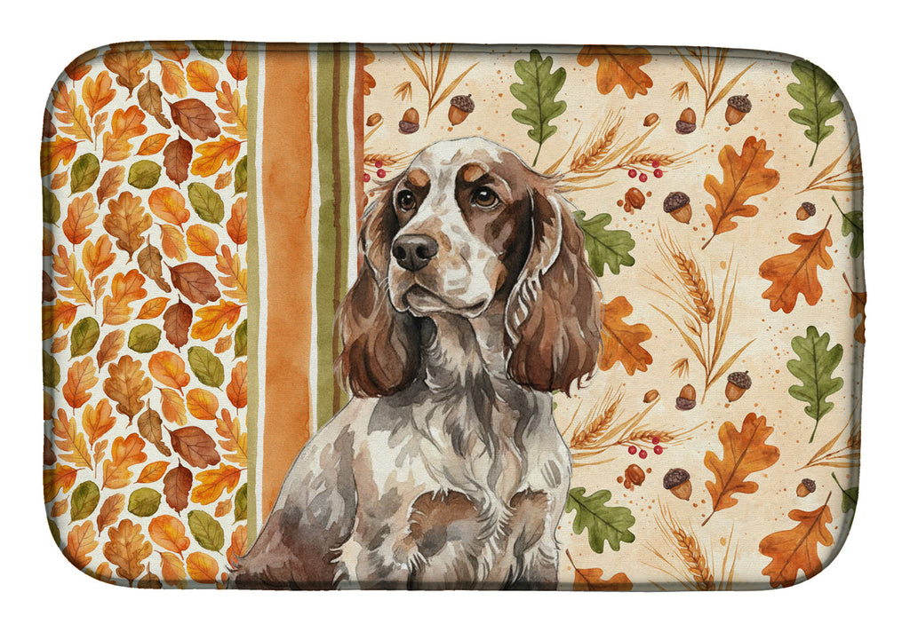 Liver Roan English Cocker Spaniel Heirloom Fall Dish Drying Mat Absorbent Dish Drying Mat Pad for Kitchen Counter Dish Drainer Mat for Countertop, 14 x 21", Multicolor