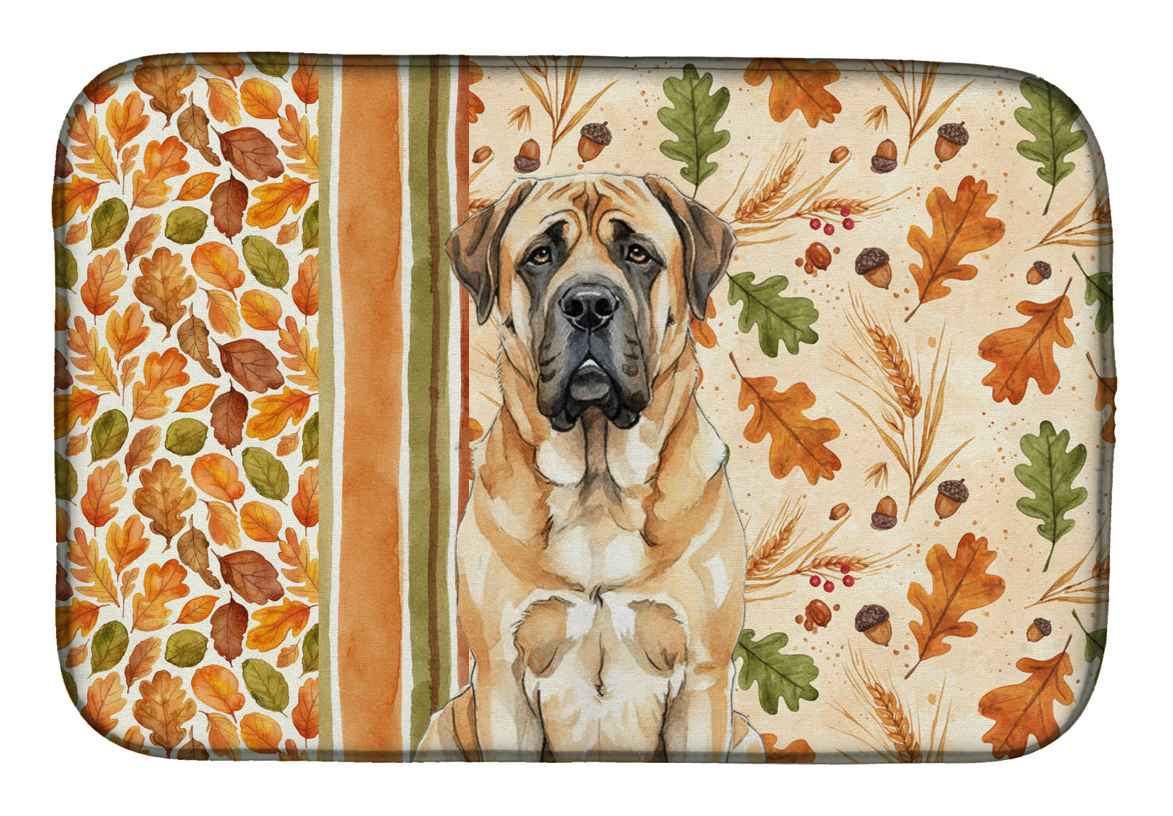 Apricot English Mastiff Heirloom Fall Dish Drying Mat Absorbent Dish Drying Mat Pad for Kitchen Counter Dish Drainer Mat for Countertop, 14 x 21", Multicolor