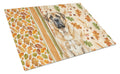 Apricot English Mastiff Heirloom Fall Cutting Board Tempered Glass Kitchen Cutting Surface, Heat Resistant Chopping, Non-Slip Feet, Food Prep & Serving