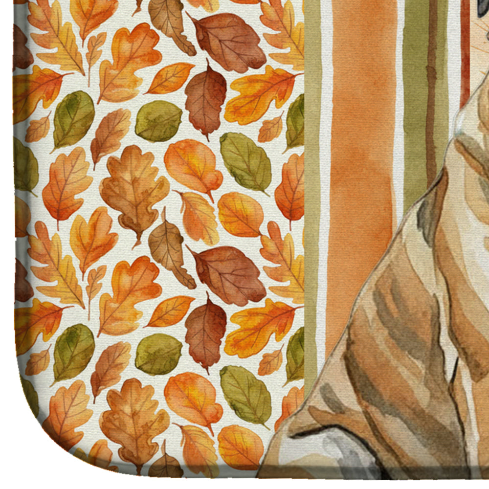 Brindle English Mastiff Heirloom Fall Dish Drying Mat Absorbent Dish Drying Mat Pad for Kitchen Counter Dish Drainer Mat for Countertop, 14 x 21", Multicolor