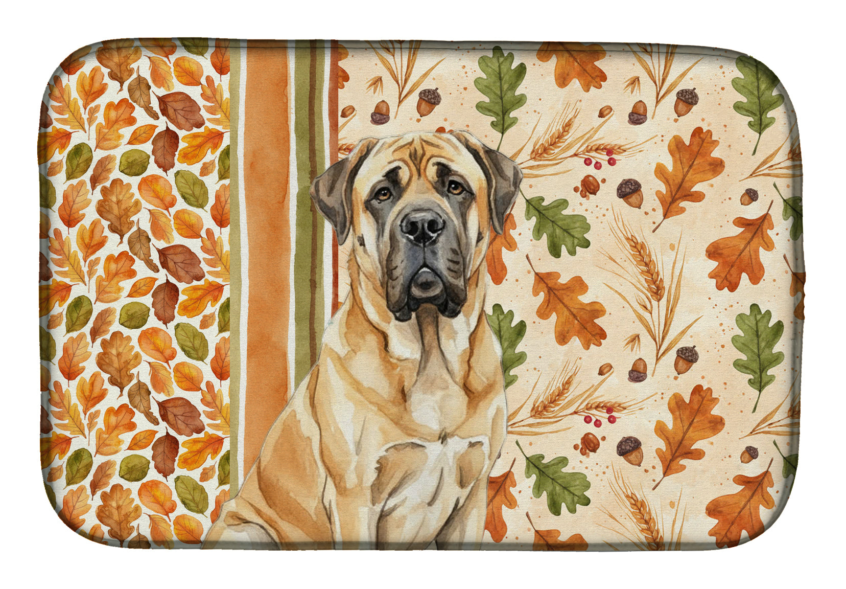 Fawn English Mastiff Heirloom Fall Dish Drying Mat Absorbent Dish Drying Mat Pad for Kitchen Counter Dish Drainer Mat for Countertop, 14 x 21", Multicolor